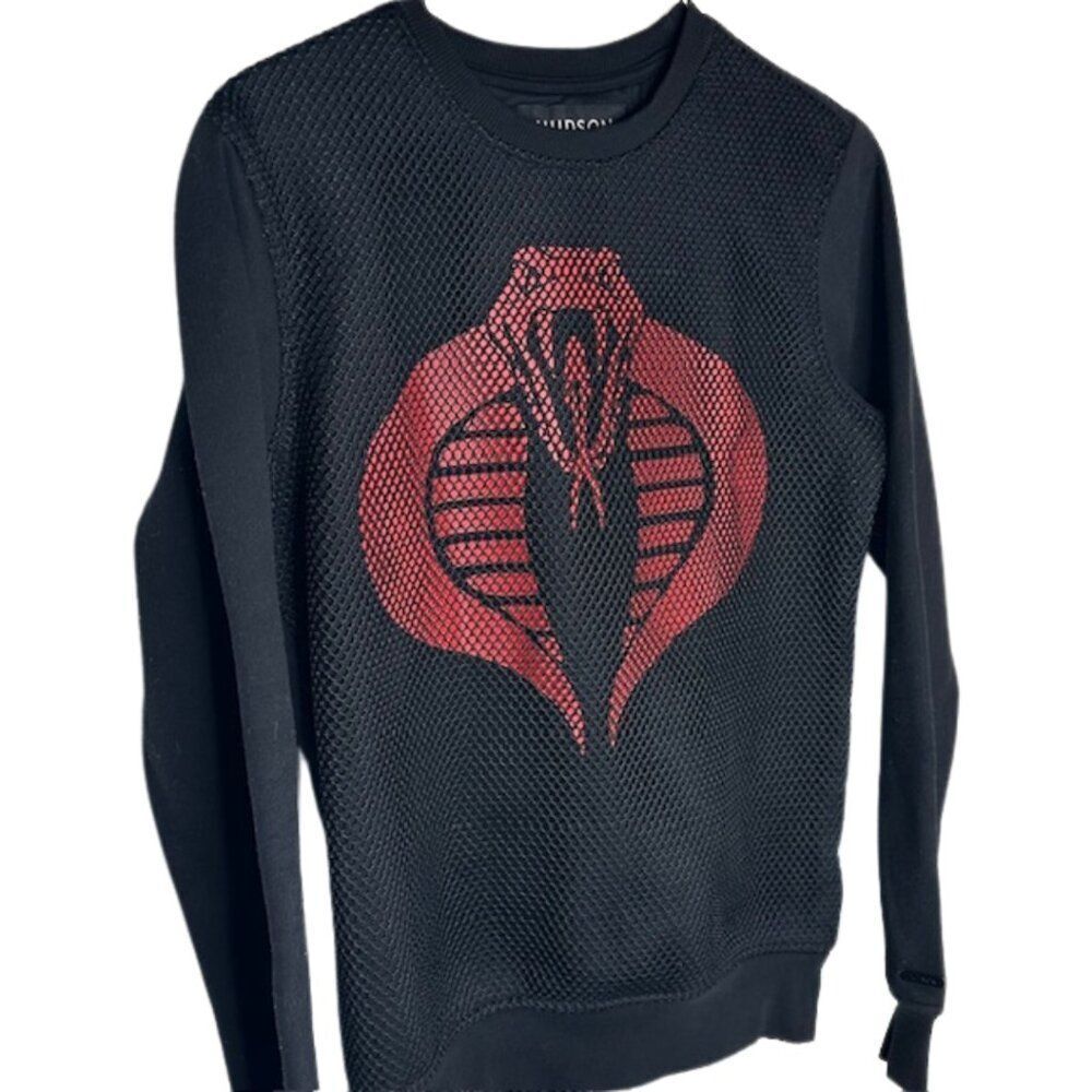 HUDSON Outerwear Cobra G.I Joe Black‎ Red Mesh Pullover Sweatshirt Size Small